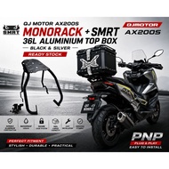 QJ MOTOR AX200 AX200S Top Rack Heavy Duty Monorack + SMRT 36L Aluminium Top Box Motorcycle With Base