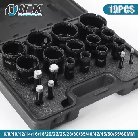 Diamond Cup Saw Coated Drill Bits Set 19Pcs 6-60mm Hole Saw Kit for Glass Marble Granite Stone Tile