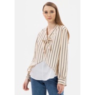 Double Fake Stripe Blouse - Beige