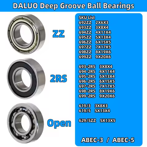 10PCS Bearing 692 693 694 695 696 697 698 699 619/3 619/5 629/5ZZ ZZ 2RS ABEC-3 ABEC-5 DALUO Bearing