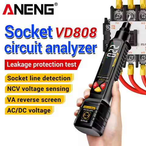 Line Socket Power Tester ANENG VD808 AC/DC Voltage Measuremen Polarity Leakage NCV Voltage Sensing E