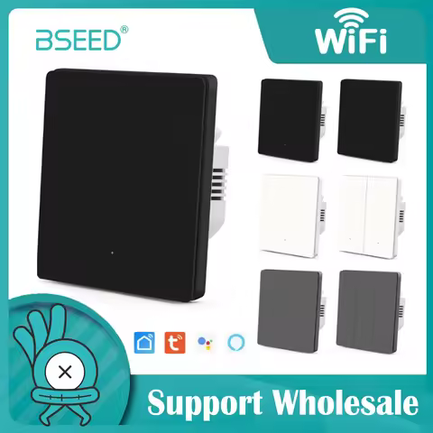 BSEED Wifi Light Switches 1/2/3Gang 1/2/3Way Smart Wall Switches Tuya APP Alexa Neutral Automatic Re