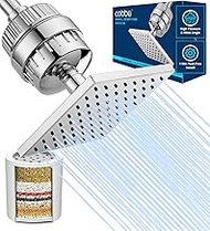 Cobbe Filtered Shower Combo, 1 Spray rectangle shower head，20 Stage Shower Filter - Removes Chlorine and Heavy Metals - High Pressure Shower Filter Chrome