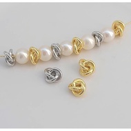 Spacer Bead Spacer Twist Ring 18K Gold-clad Twist Ring Spacer Three-in-one Flower Spacer Pearl Gloss