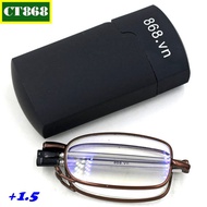 868 brown folding glasses with 1.5 degree lenses, folding frame glasses