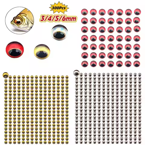 300Pcs 3d Eyes Fishing Lures Soft Molded Eyes Self Adhesives Sticker Holographic Fishing Lure Eyes F