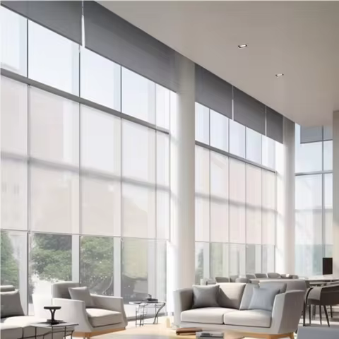 1.08m Wide 0.79m High DN-A2-5% Flame-Retardant Transparent Window Roller Blind with a Standard Wired