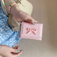 FUZOU Bowknot Short Wallet, Polka Dot Large Capacity Student Simplicity Wallet, Portable Dopamine Co