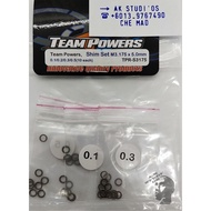 TEAM POWER RC, TPR-S3175, SHIM SET M3.175 x 5.0MM (0.1/0.2/0.3/0.5(10PCS))