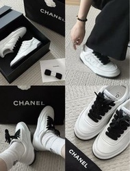 折扣‼️Chanel 24P sneakers white shoes 小白鞋 女款 黑白熊貓板鞋 波鞋 球鞋 運動鞋 trainers shoes size 36.5 打折 markdown MD 