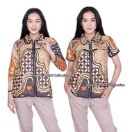 Women's Batik Tops Blouse Batik Front Zipper Batik Dua Putri