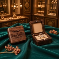 Personalised wooden ring box | 2 Ring slots| custom made wedding accessories proposal anniversary va