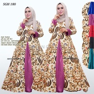 Dress Wanita Batik Halus SGH 180 Gamis Batik Kombinasi Klok