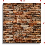 Wallpaper Dinding Foam 3D Bata Batu Alam Merah 70x77 cm Dekorasi Rumah