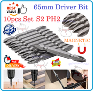 HIGH QUALITY 10pcs 65mm Power Driver Bits Magnetic Magnet Bit Double Screw Drivers Screwdriver Phill