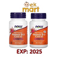 Now Foods Vitamin D3 5000iu 120 &amp; 240 Softgels/Vitamin D3