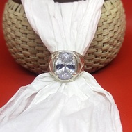 Cincin Ring Perak Silver Bali Asli 925 Ukir Lebar Akik Zircon Pria