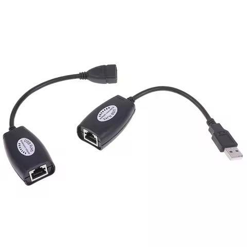 2Pcs/Set USB UTP Extender Adapter Over Single RJ45 Ethernet CAT5E 6 Cable Up to 150ft