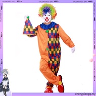 Adult Circus clown Costume Halloween Fancy Clown Men Colorful Carnival Clown Costume