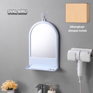 Cermin Rak Dinding Tempel Serbaguna Rak Make Up Serbaguna Cermin Kaca Dinding Tanpa Paku Cermin Kama