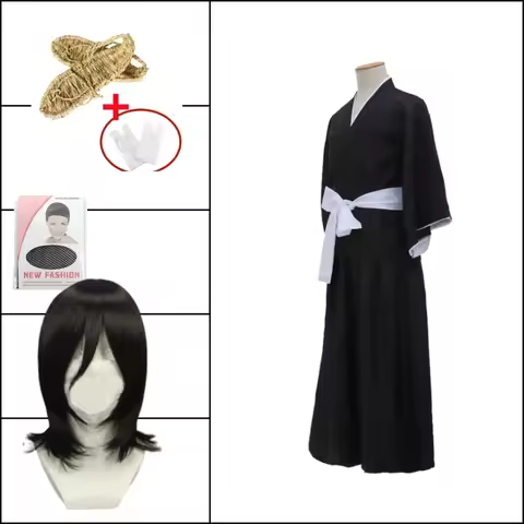 Kuchiki Rukia Shinigami Cosplay Costume Wig Shoes Set Anime Halloween For Woman Men Clothes