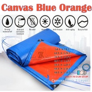 Waterproof PE Tarpaulin Canvas Thick 2 Layer Canopy Blue Orange Khemah Kanvas Tebal Tutup Kereta Ala
