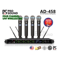 PS PRO SOUND AD-458 Digital UHF 4ch (4 channel) Handheld Wireless Microphone System Karaoke Singing Wireless Mic