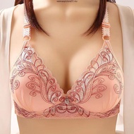 HuoYuan【Ready Stock】Wireless Bra B C D Cup Big Size 36-44 Push Up Bra Thin Sponge Cotton Lining Non-
