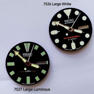 7S26 Large Seiko Divers Dial & Hand Replacement Luminous / White
