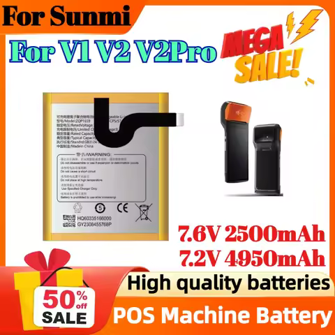 W5900 ZAP1522 ZQP1659 7.6V 2500mAh 7.2V 4950mAh for Sunmi V1 V2 V2Pro POS Machine Battery