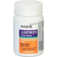 MAJOR Aspirin Low Dose 81 Mg - Pain Reliever (NSAID) - Enteric Coated - 250 Tablets