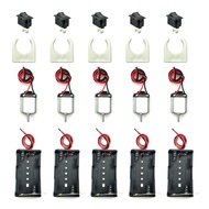 5 set Rectangular DC Motor Mini Electric Motor 1.5-3V 24000RPM with 9.8" Lead Wires with 2 x 1.5V AA