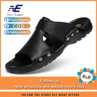 2025 New Eager Men Shoes Genuine Leather Shoes Fashion Slides Casual Slippers for Men Flat Slides Be