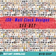 150+Svg,DXF,PNG wooden wall clock for laser cutting, wall clock model, wall clock Self-load File
