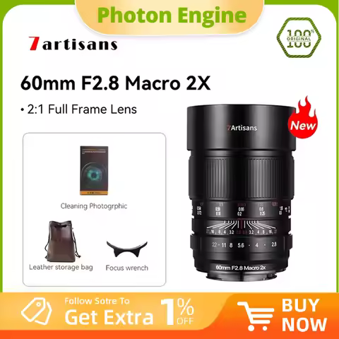 7artisans 60mm F2.8 2X Magnification Macro Full-Frame Manual Focus Prime Lens for Canon RF R6 R100 S