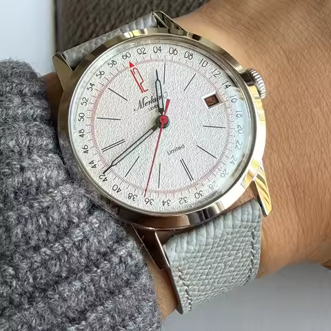 Merkur Red 12 A thinner Case 50m Skin Diver Watch Calendar Vintage Mechanical Hand Watch 38mm Relogi