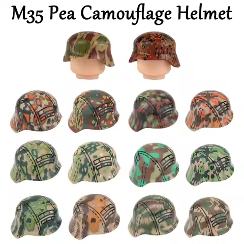 WW2 German Military M35 Camouflage Helmet Accessories Building Blocks Army Soldier Figures Officer H