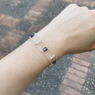 //堇青石閃靈鑽純銀手鍊//