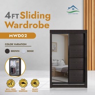 Woody Furniture Sliding Doors Wardrobe Almari Baju / Anti-Jump Doors - 4ft x 6ft Sliding Door Wardro
