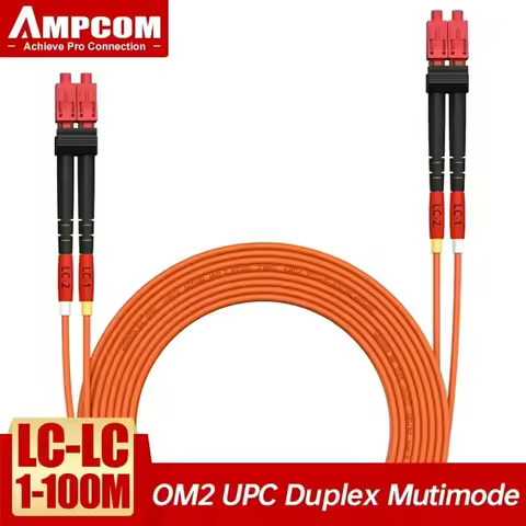 AMPCOM OM2 LC-LC UPC 50/125 Multimode Duplex LSZH Fiber Optic Patch Cable Fiber Optical Jumper Suppo