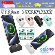 [SG Ready Stock] Mini Power Bank 5000mAh Fast Charging Portable Charger Pocket Small External Battery Wireless Powerbank