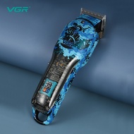 Vgr Professional Electric Clipper Hair Clipper Graffiti Transparent Cover Electric Clipper Ultra-Long Battery Life Electric Hair Clipper LED LCD Display Hair Clipper Base Rechargeable High-Power Shaving Hair Clipper