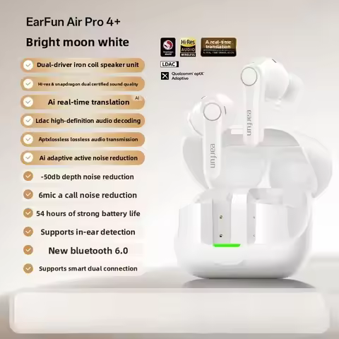 New Earfun Air Pro 4+(4 Plus) 2-Driver (1DD+1BA) Hybrid True Wireless Bluetooth Noise-Cancelling In-