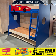 [FREE SHIPPING + FREE INSTALLATION] Bunk Bed - bilik furniture / SPORT CAR  / Children Bed / Double Decker / Katil / Katil Single / Bertangga / Katil budak / Katil 3 Tingkat