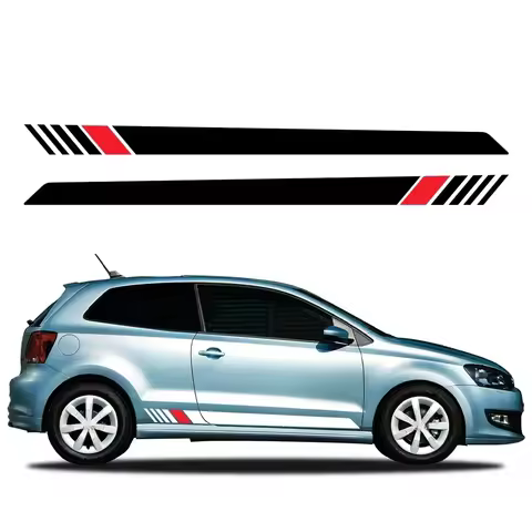 2PCS Racing Style Car Side Stickers Auto Tuning Modification PVC Decals For Volkswagen VW Polo 6R 6C