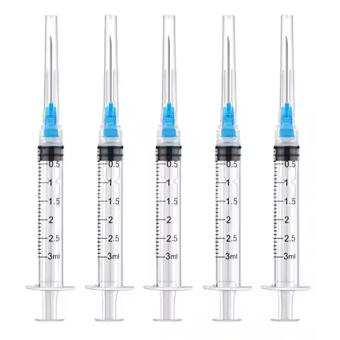 100PCS 3ml/cc Sterile Disposable Luer Lock Syringe With Needle 23G 1inch Individually Wrapped for La
