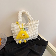 Bubble pleated cloud handbag fashion style handbag with zipper and cute keychain HX370