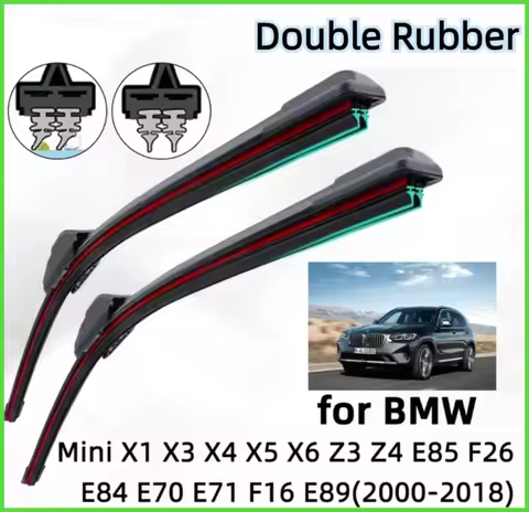 Double Rubber Car Wiper for BMW Mini X1 X3 X4 X5 X6 Z3 Z4 F25 E84 E70 Front Wiper Blades Brushes Cut