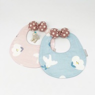 【小熊比比】超柔軟十重紗雙色花鳥蝴蝶結圍兜 兜兜