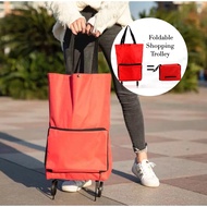 Foldable Lightweight Shopping Trolley with Wheels Portable Cart Tote Bag Large Capacity Grocery Shop